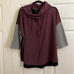 Calvin Klein Colorblock Sweater Performance Cowl Neck Plus Size Size 2XL